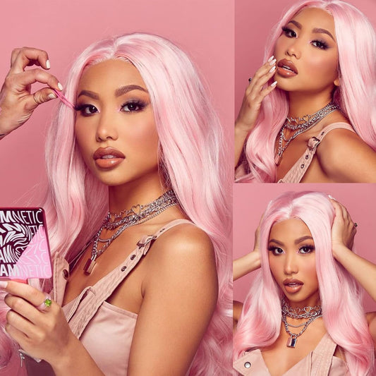 Pink Lace Front Wig Human Hair 13X4 613 Lace Front Wigs Human Hair 210% Density Ready to Go Glueless Wig Pre Plucked (18Inch, Pink 13X4 Ready to Go Wig)