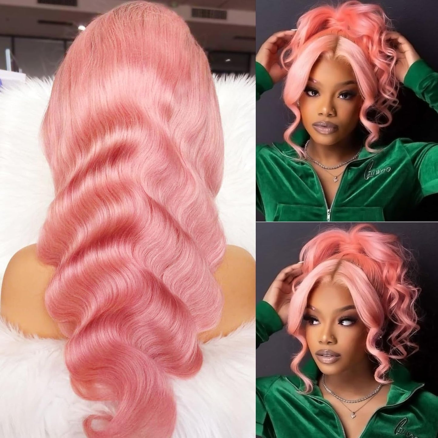 Pink Lace Front Wig Human Hair 13X4 613 Lace Front Wigs Human Hair 210% Density Ready to Go Glueless Wig Pre Plucked (18Inch, Pink 13X4 Ready to Go Wig)