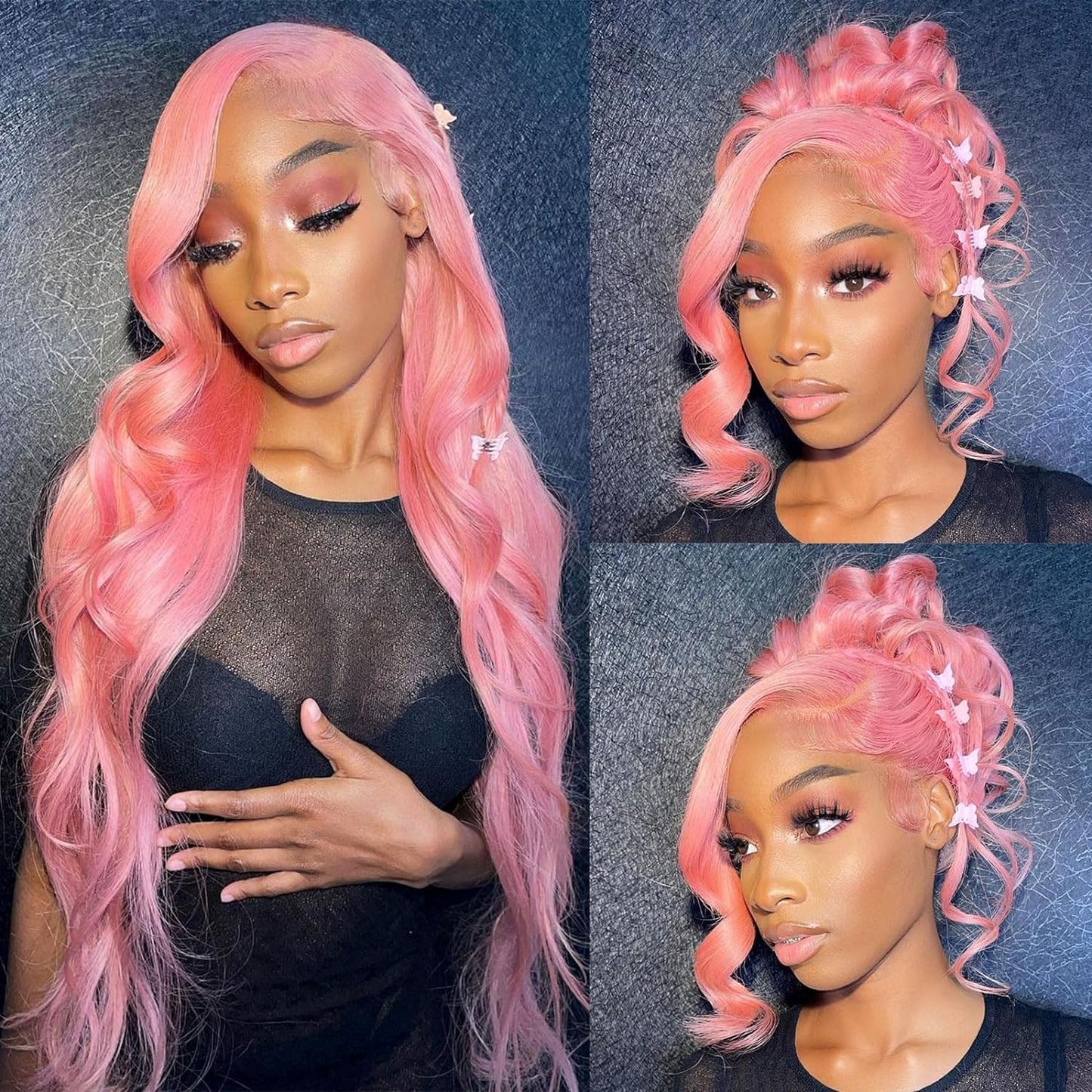 Pink Lace Front Wig Human Hair 13X4 613 Lace Front Wigs Human Hair 210% Density Ready to Go Glueless Wig Pre Plucked (18Inch, Pink 13X4 Ready to Go Wig)